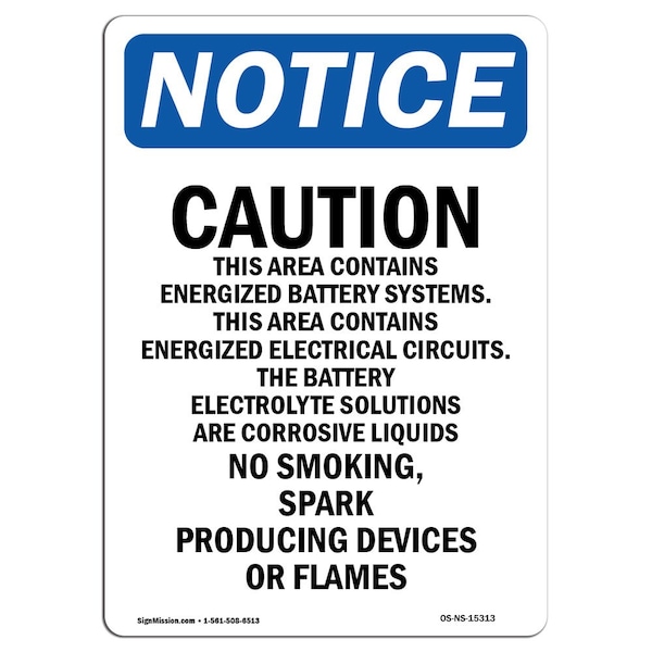 Safety Sign, OSHA Notice, 5" Height, NOTICE Caution This Area Contains Sign, Portrait, 10PK